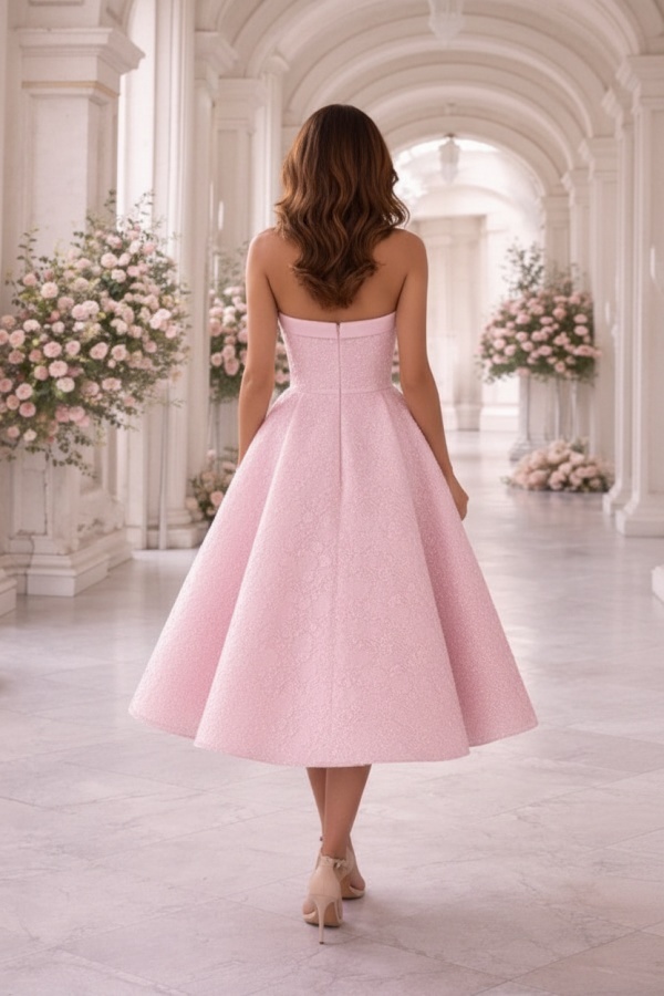 Rosa Cocktailkleider Spitze Kurze Ballkleider mit Glitzer