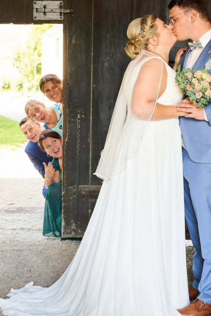 Sommer Chiffon Brautkleider Schlicht Hochzeitskleider Große Größe-babyonlinedressde