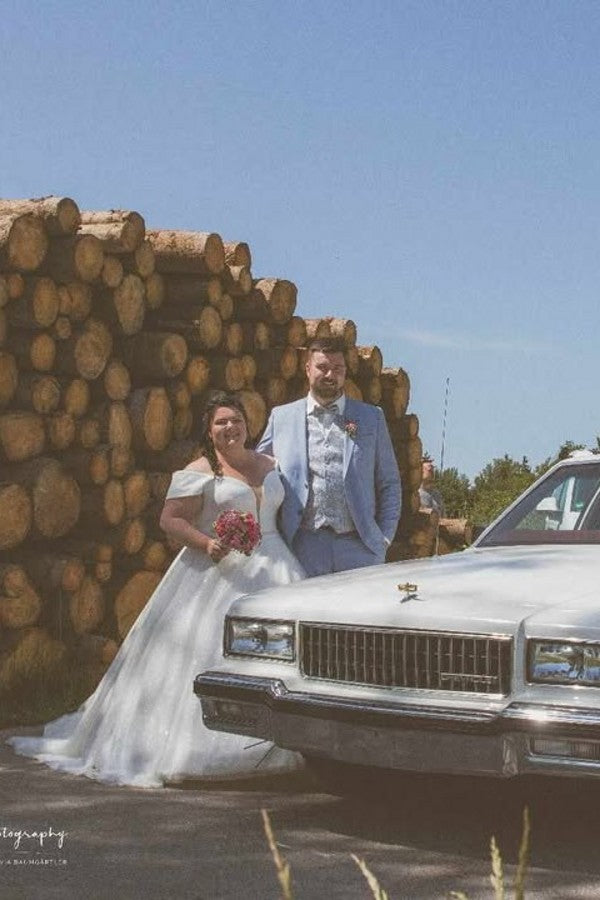 Günstige Hochzeitskleider Große Größe A Linie Brautkleid mit Glitzer-babyonlinedressde