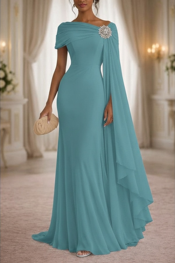 Champagner Brautmutterkleider Lang Chiffon Festliche Kleider Damen