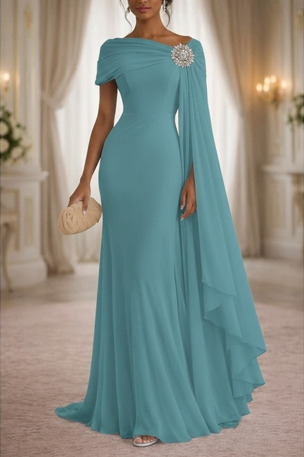 Champagner Brautmutterkleider Lang Chiffon Festliche Kleider Damen