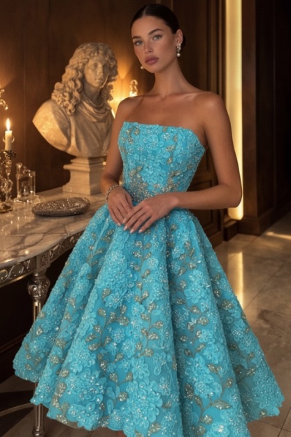 Gelb Abendkleid Kurz Spitze Ballkleid Cocktailkleider Glitzer