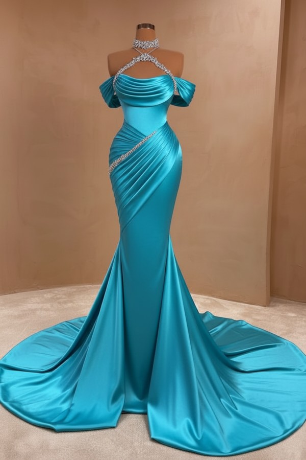 Silber Abendkleider Lang Meerjungfrau Stil Abiballkleider Ballkleid Mit Glitzer