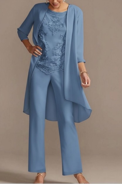 Designer Brautmutter Hoesenanzug | Brautmutterkleider Chiffon 3 Teilig