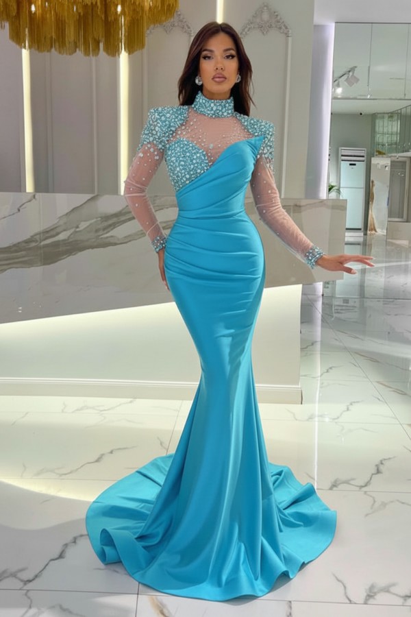 Schöne Abendkleider Lang Rosa | Abiballkleider Glitzer mit Ärmel