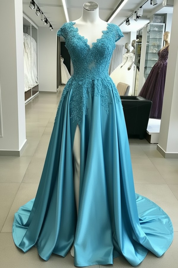 Designer Abendkleider Blau | Abiballkleider Lang Günstig Online