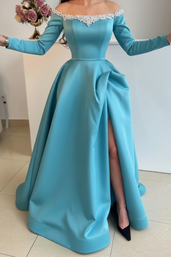 Elegante Abendkleider Lang Schwarz | Abiballkleider mit Ärmel