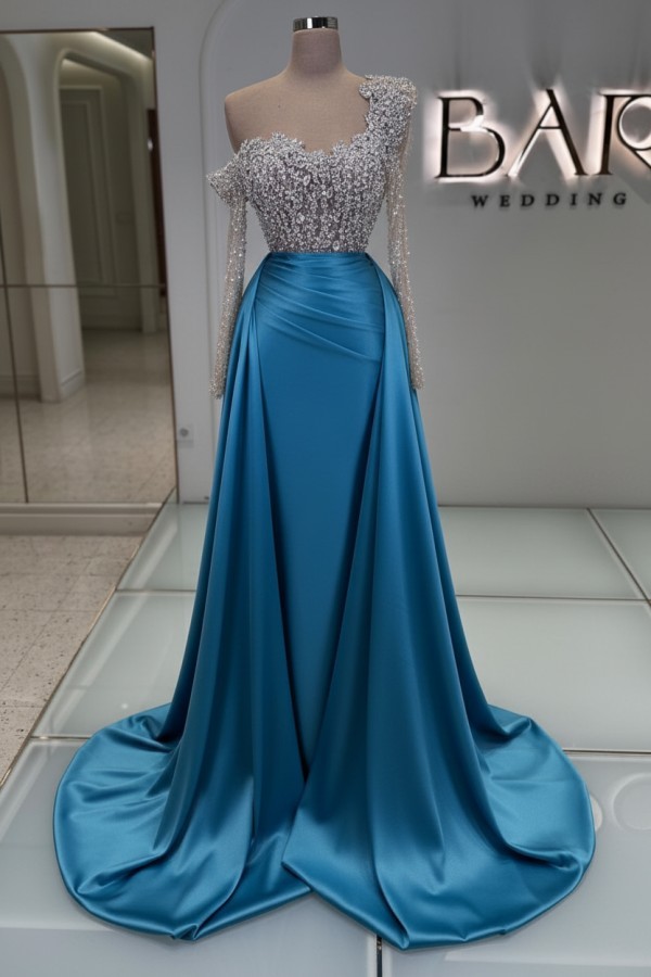 Luxus Ballkleider Lang Glitzer Abendkleider Abiballkleider mit Ärmel