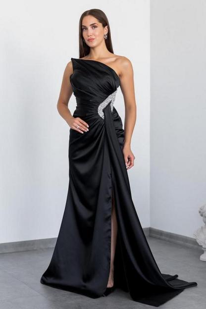 Elegante Abendkleider Lang Schwarz Rote Ballkleider Schlicht Günstig