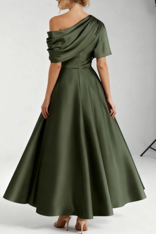 Olive Grüne Abendkleider Kurz Hochzeitsgäst Festliche Brautmutterkleider