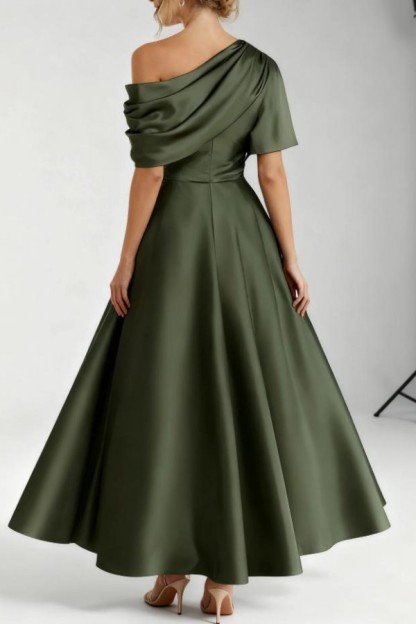 Olive Grüne Abendkleider Kurz Hochzeitsgäst Festliche Brautmutterkleider