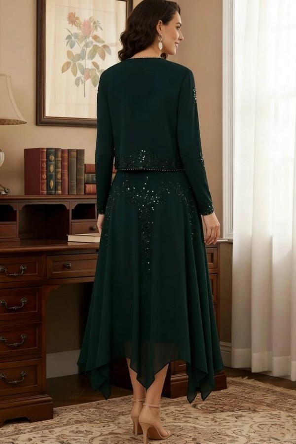 Dunkel Grüne Brautmutterkleider Kurz Mit Jacket Festlich Kleider Hochzeitsgäst