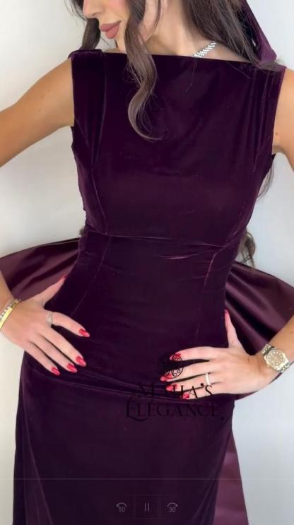 Weinrot Abendkleider Ohne Perlen | Elegante Abendmoden Velvet Online（Special Link)