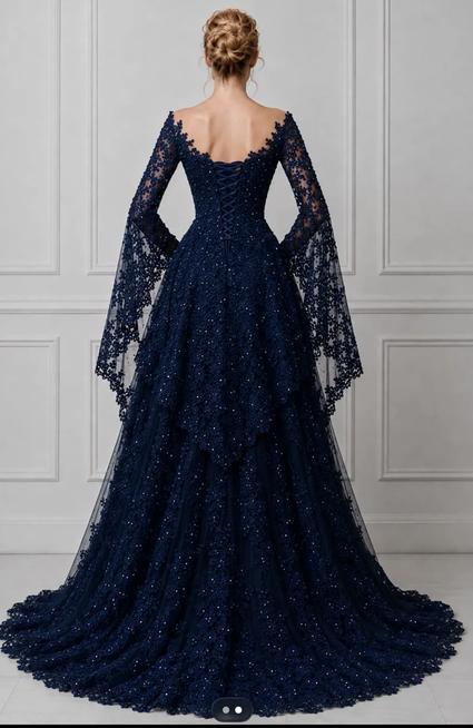 Blaues Abendkleid Lang Glitzer | Abiballkleider Günstig