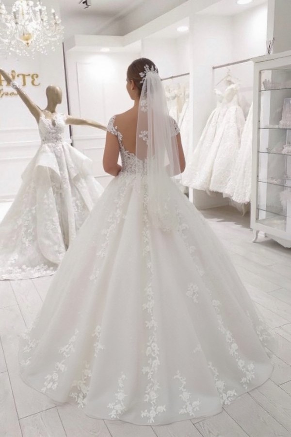 Hochzeitskleid Prinzessin Glitzer | Brautkleid Spitze A Linie