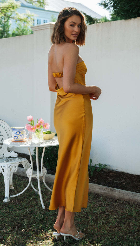 Half Open Back Sleeveless Silky Maxi Dress