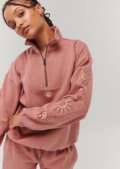 Zipper Classic Tracksuit Embroidered Hoodie Pant Set