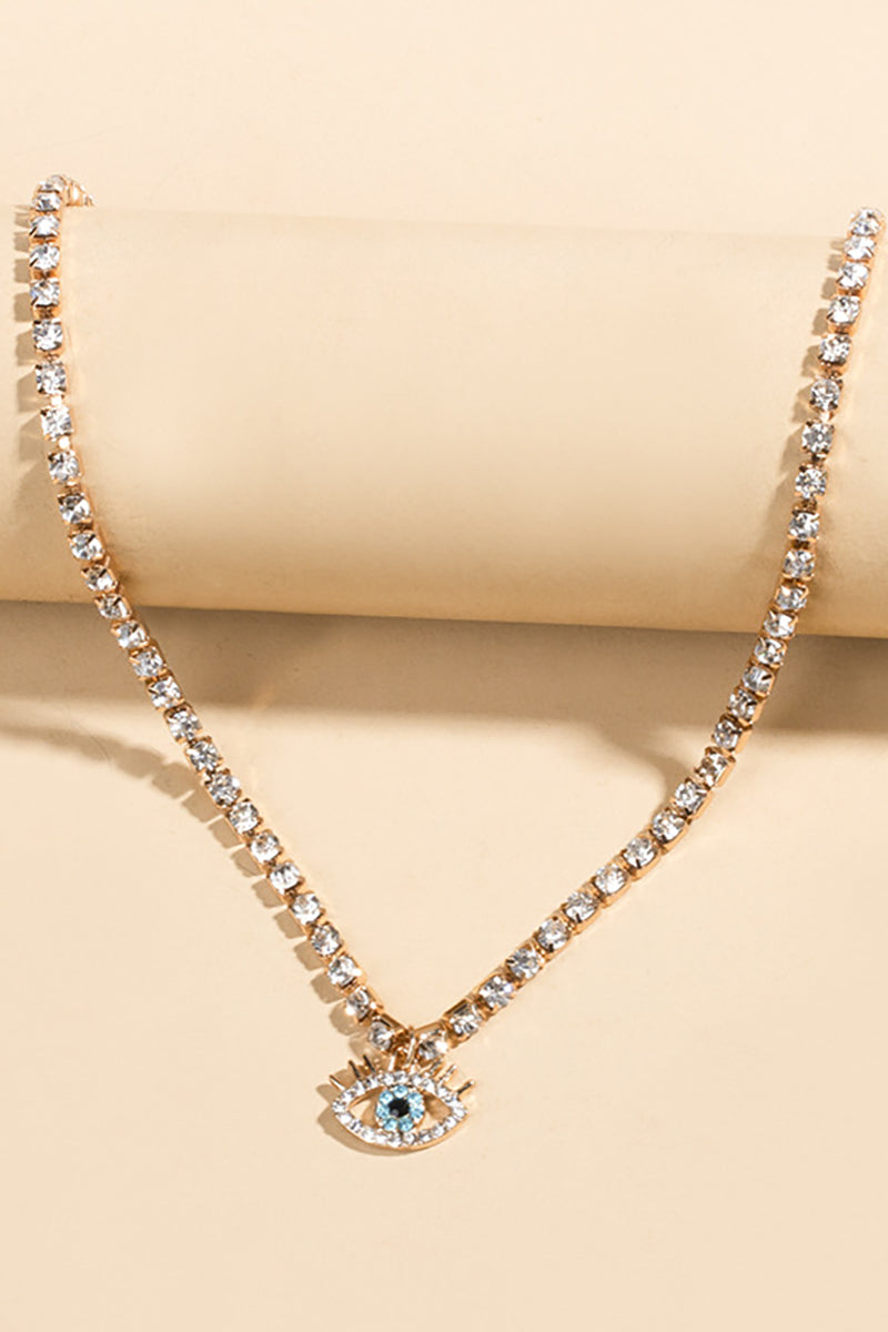Devil's Eye Pendants Rhinestone Fashionable Choker-Gold
