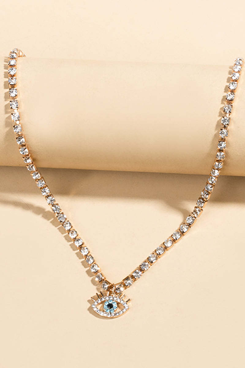 Devil's Eye Pendants Rhinestone Fashionable Choker-Gold