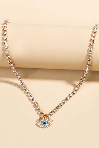 Devil's Eye Pendants Rhinestone Fashionable Choker-Gold