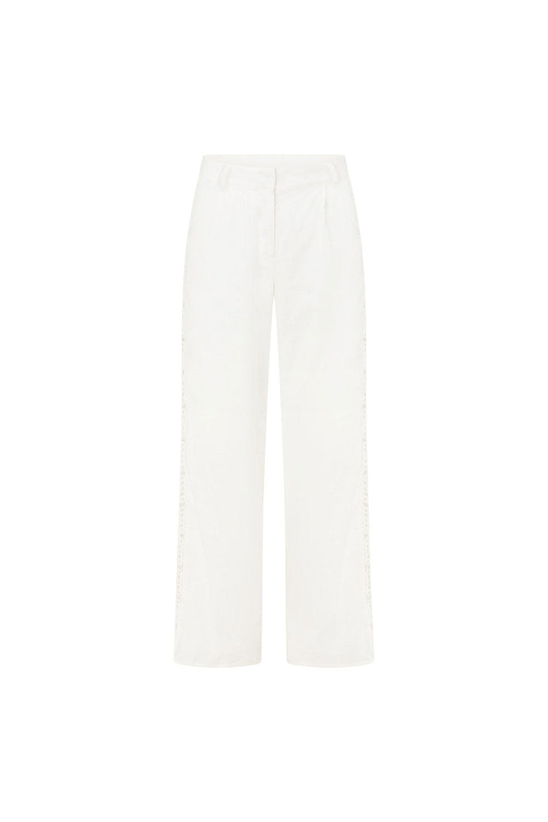 Crochet Panel Peplum Cami Top Wide Leg Pants 2pcs Set-White Pre Order