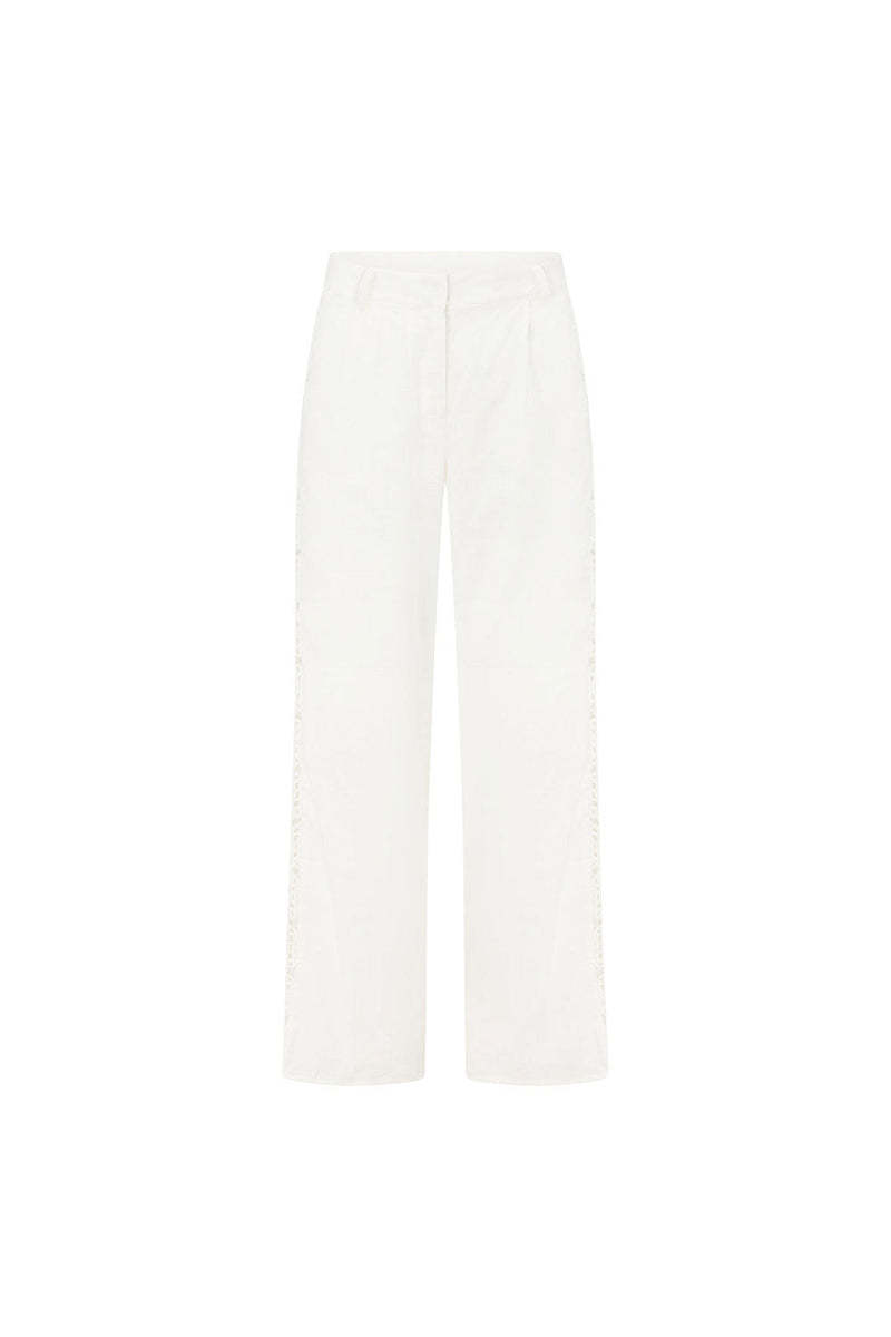 Crochet Panel Peplum Cami Top Wide Leg Pants 2pcs Set-White Pre Order