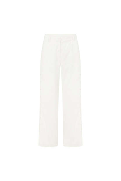 Crochet Panel Peplum Cami Top Wide Leg Pants 2pcs Set-White Pre Order