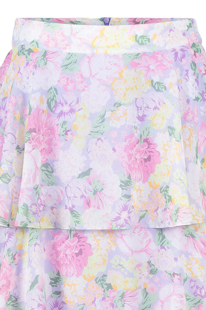 Tie Up Crop Top Layered Maxi Skirt Floral Matching Set-Purple Pre Order