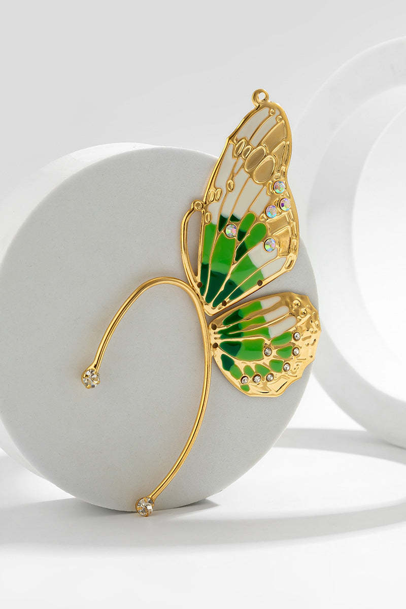 Rhinestone Alloy Butterfly Pleated Clip Earrings