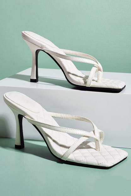 Flip Flops Square Toe Stiletto High Heel Slippers