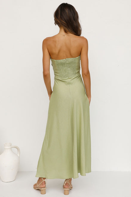 Strapless Backless Vacation Maxi Dresses - Green