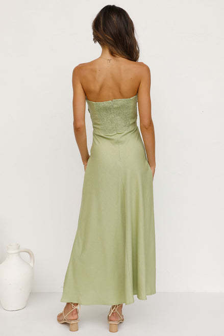 Strapless Backless Vacation Maxi Dresses - Green