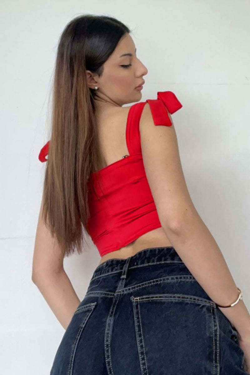 Bow Strap Crop Tank Top