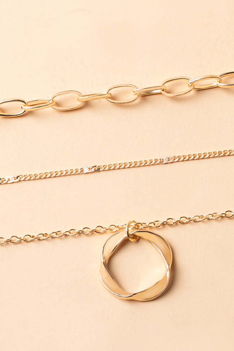 Mobius Strip Pendants Alloy Layered Necklace-Gold