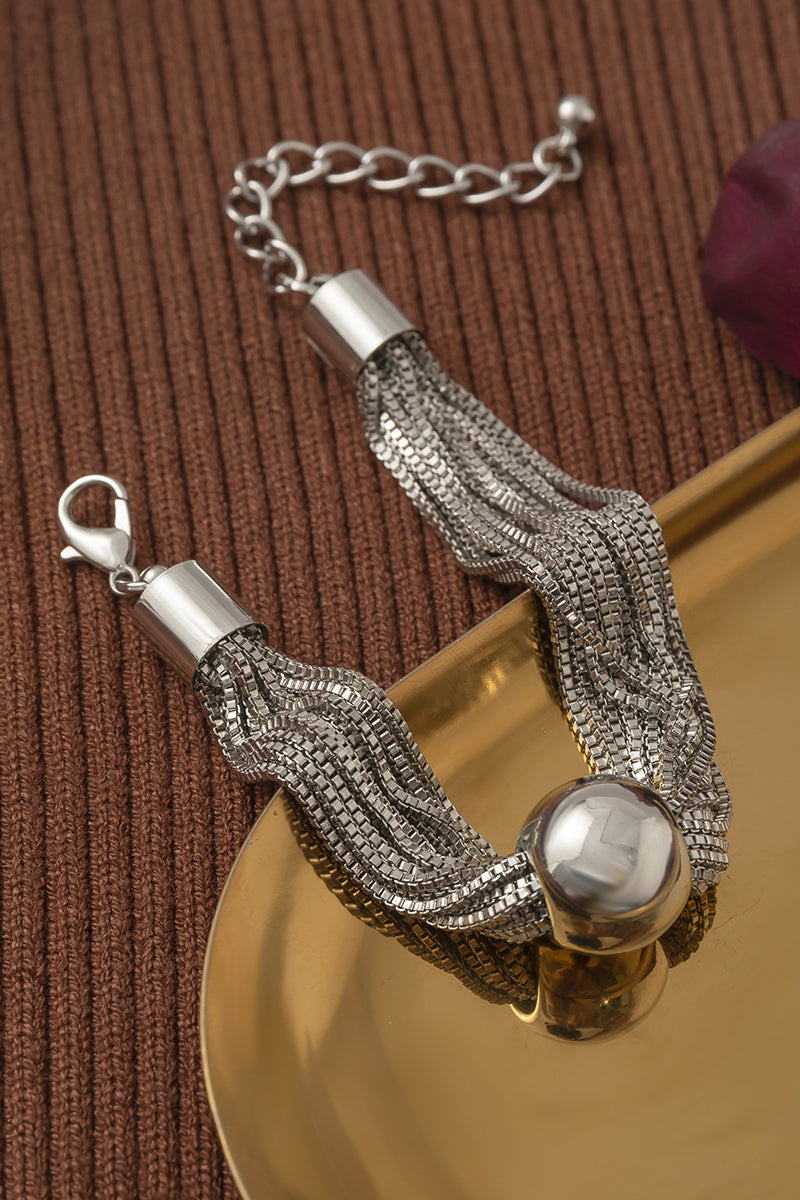 Mental Ball Tiered Chain Punk Necklace Bracelet