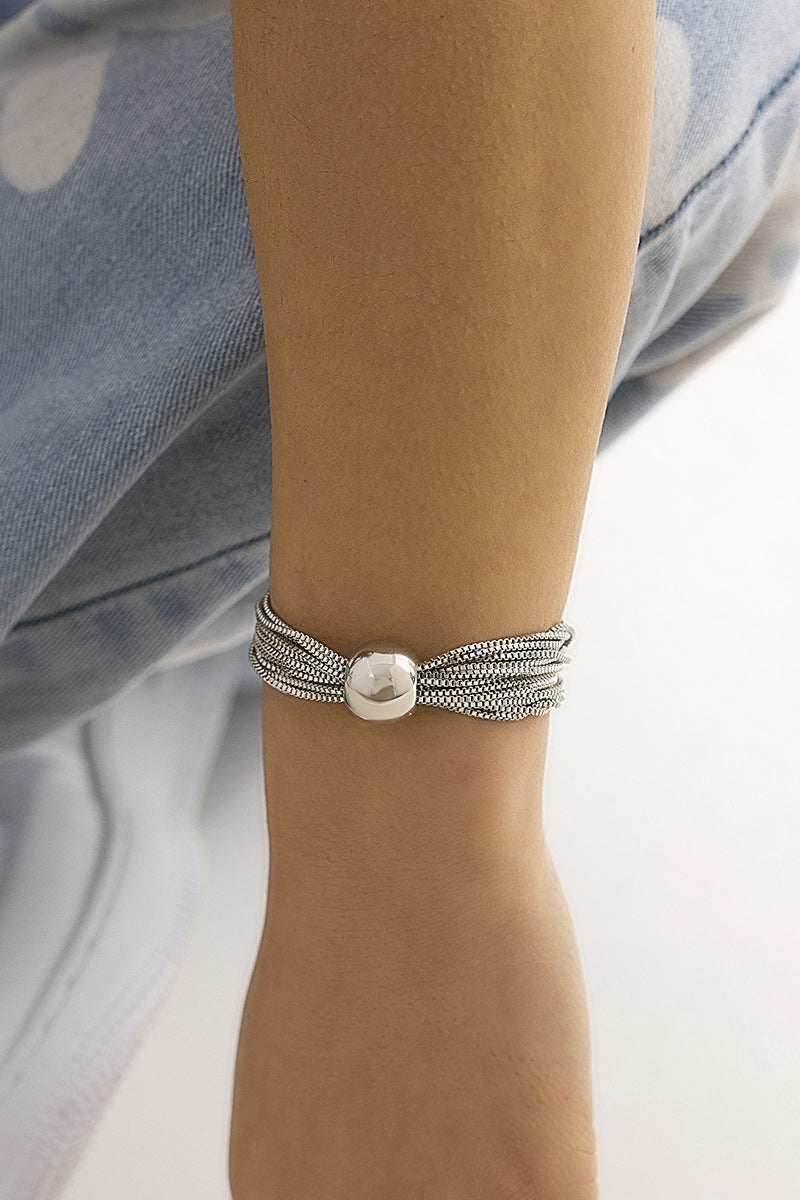 Mental Ball Tiered Chain Punk Necklace Bracelet