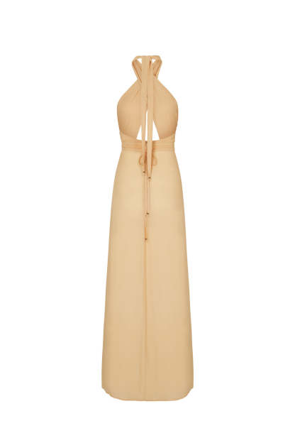 Cross Halter Sleeveless Slit Maxi Dresses