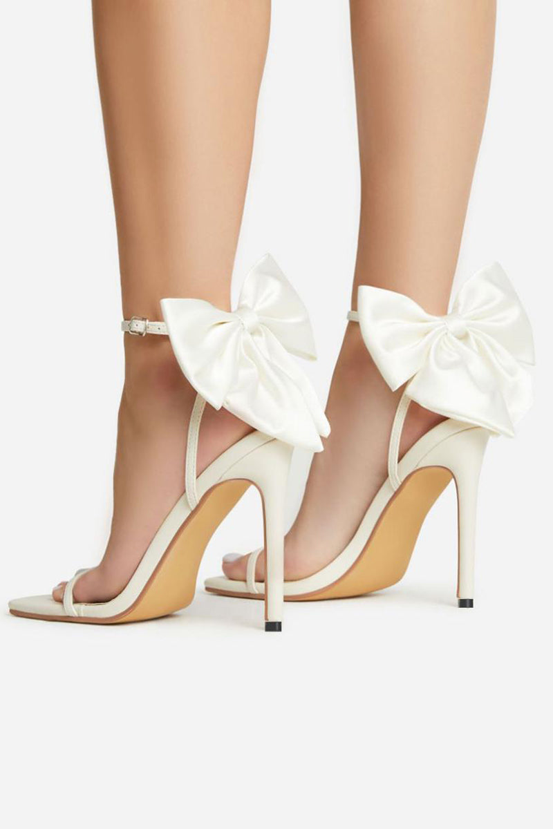 PU Leather Bow Decor Buckle High Heel Party Sandals