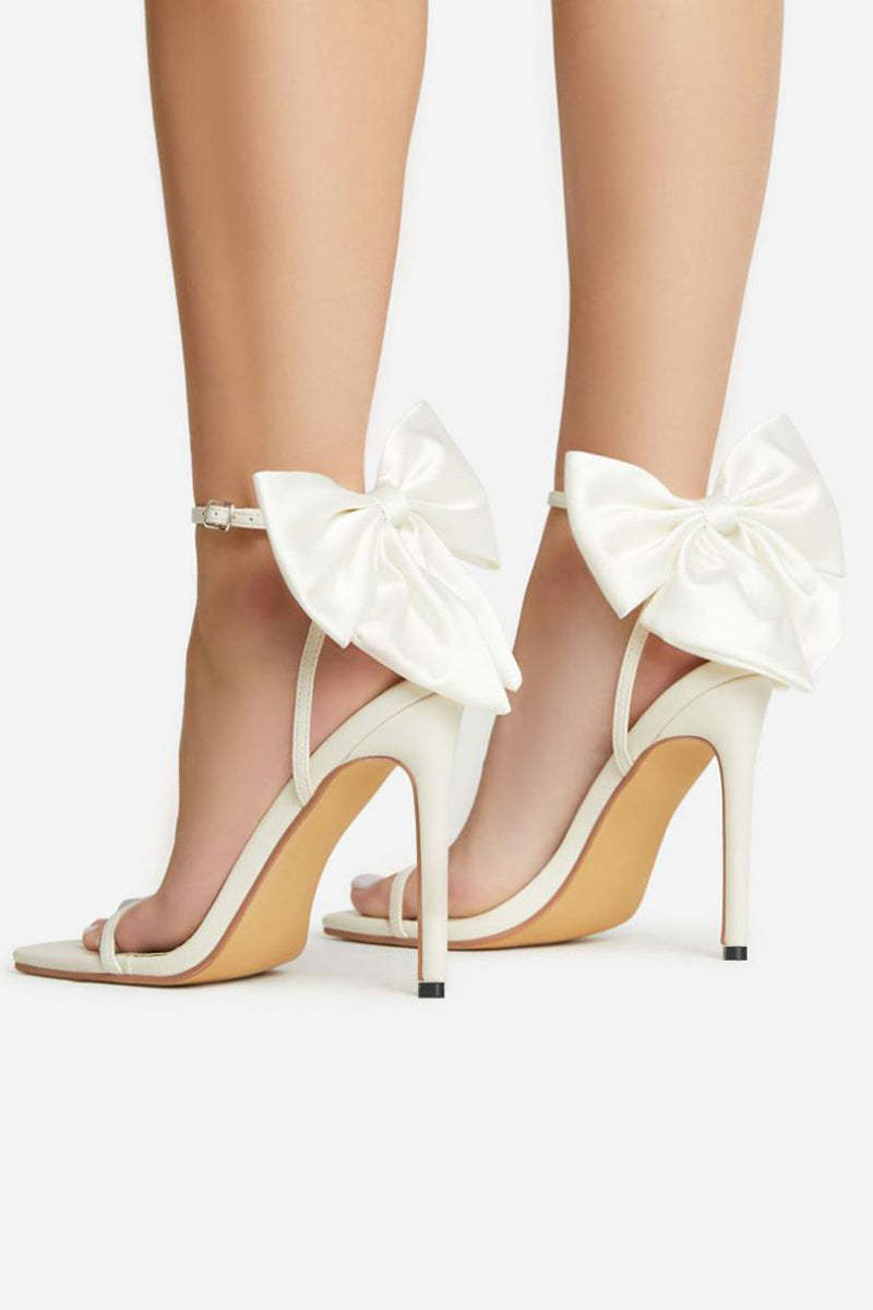 PU Leather Bow Decor Buckle High Heel Party Sandals