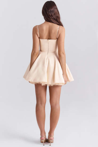 Spaghetti Strap Deep V Neck Cinch Waist Mini Dresses-Pink