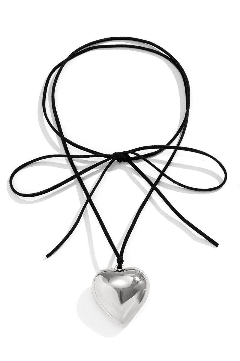 Alloy Heart Pendant Decor String Tied Up Necklace