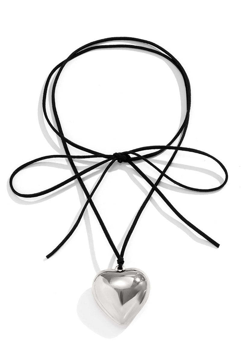 Alloy Heart Pendant Decor String Tied Up Necklace