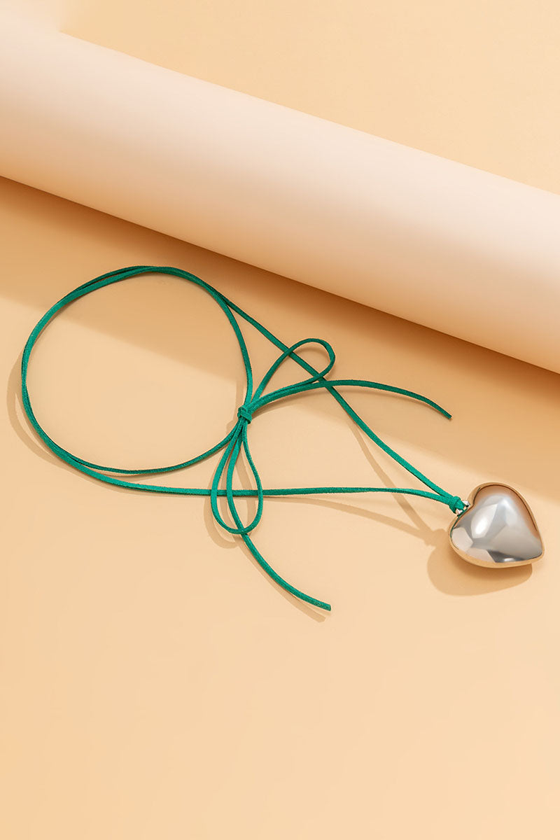 Alloy Heart Pendant Decor String Tied Up Necklace