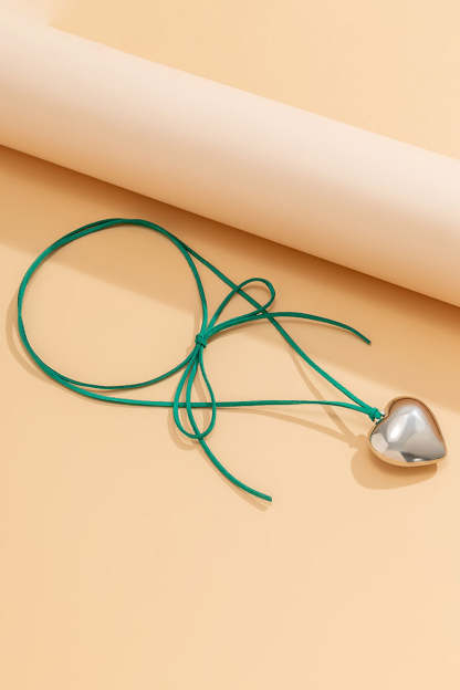 Alloy Heart Pendant Decor String Tied Up Necklace