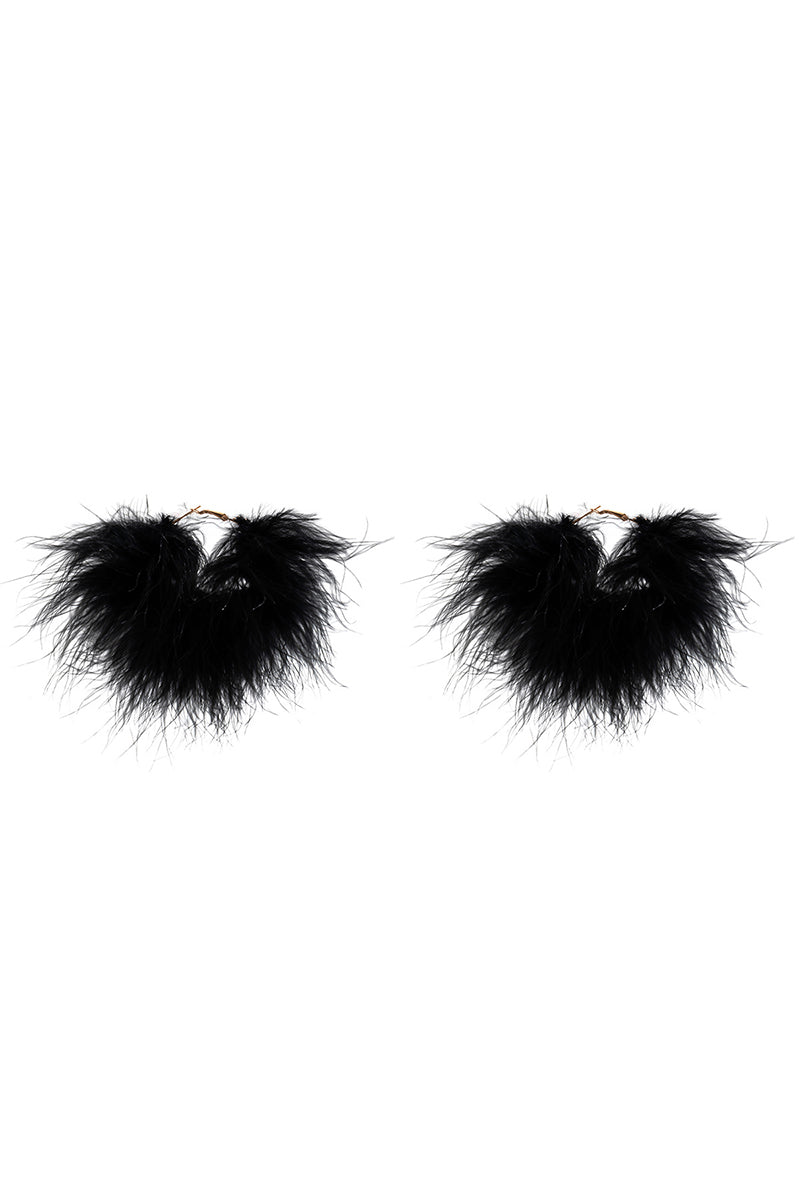 Feather Flowy Cocktail Party Dangle Earrings Necklace