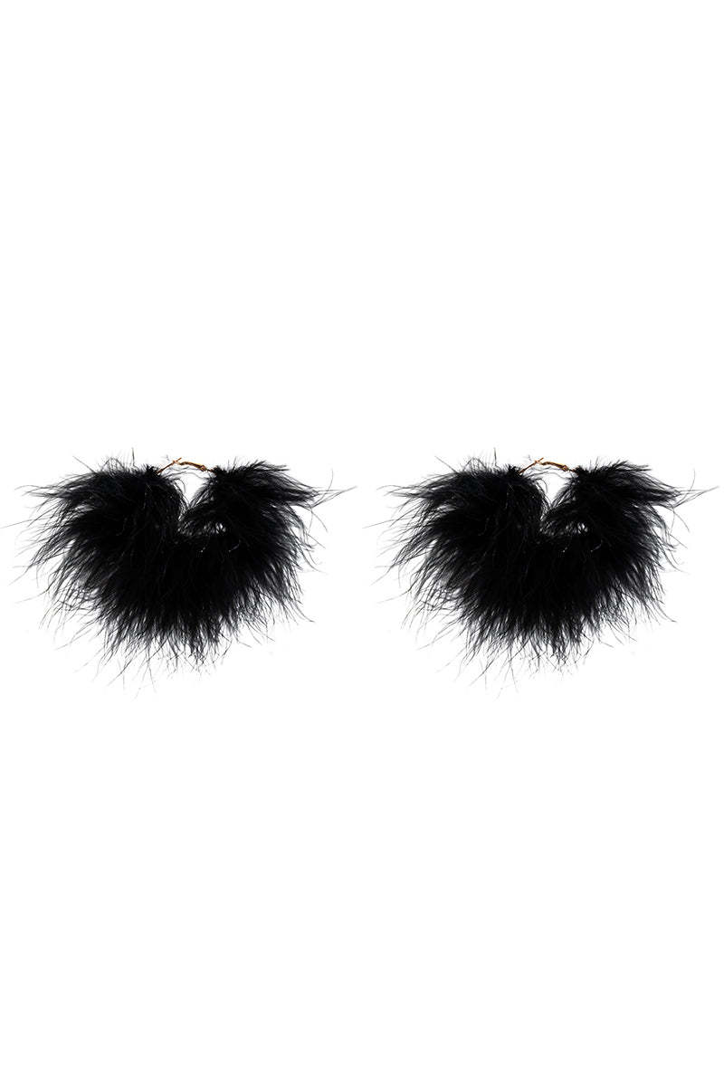 Feather Flowy Cocktail Party Dangle Earrings Necklace
