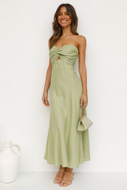 Strapless Backless Vacation Maxi Dresses - Green
