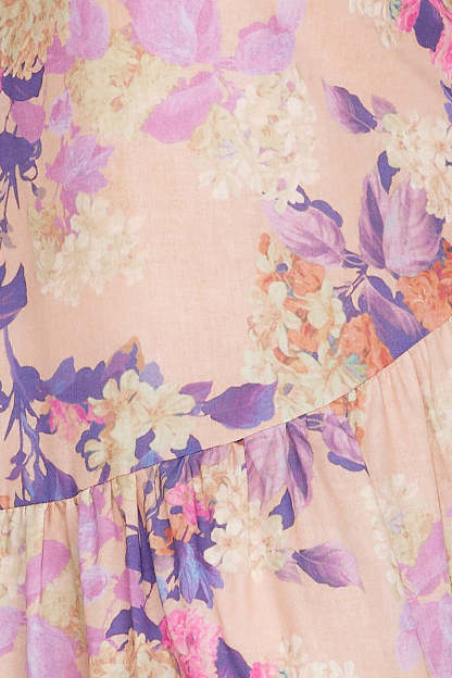 Boat Neck Backless Irregular Pleated Flowy Floral Print A-line Vacation Maxi Dresses