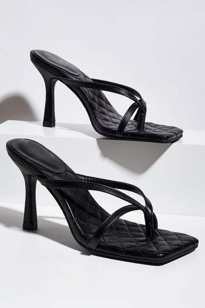 Flip Flops Square Toe Stiletto High Heel Slippers