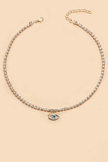 Devil's Eye Pendants Rhinestone Fashionable Choker-Gold